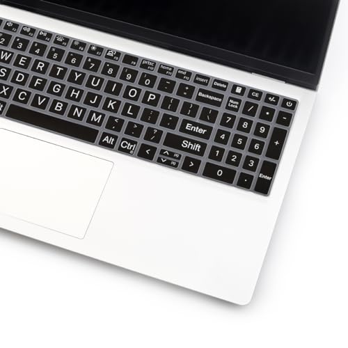 Keyboard Cover with Large Letters for 2025 Dell 16 Plus Laptop DB16250 DB16255 DC16250, Dell 15 Laptop DC15250 DC15255 15.6",2024 2023 Inspiron 15 3510 3511 3520 3525 3530 3535 5510 5515 5518 15.6 - color: Large Letters Black