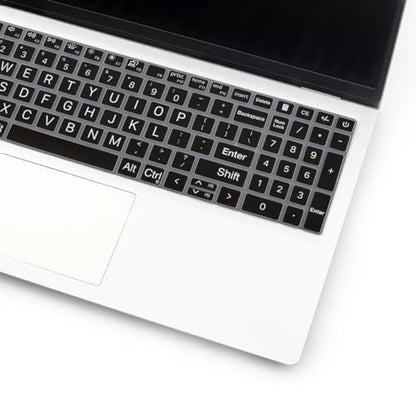 Keyboard Cover with Large Letters for 2025 Dell 16 Plus Laptop DB16250 DB16255 DC16250, Dell 15 Laptop DC15250 DC15255 15.6",2024 2023 Inspiron 15 3510 3511 3520 3525 3530 3535 5510 5515 5518 15.6 - color: Large Letters Black