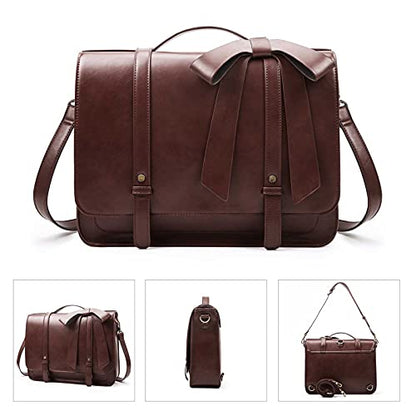 ECOSUSI Briefcase for Women Messenger Backpack PU Leather Laptop Bag Satchel Computer Bag for College Business Travel | PU Leather - color: Coffe