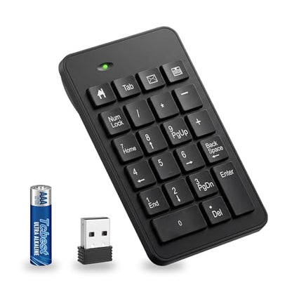 Wireless Number Pad with Battery, Enhanced Efficiency with 23 Keys Numeric Keypad Upgraded Version of 10 key USB Keyboard Financial Accounting Numpad for Laptop, PC, Notebook, Desktop,Surface Pro - style: 2.4GWireless
