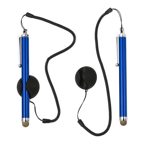 PATIKIL 2 Pcs Screen Capacitive Pen with Spring Rope Fixing Dock High Sensitivity for Mobile Phone Car Navigation GPS POS Tablet Laptop, Dark Blue - color: Dark Blue