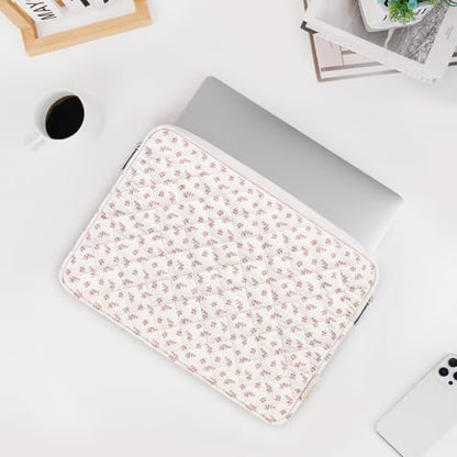 MOSISO Laptop Case 14 inch, 14 inch Puffy Laptop Sleeve Bag Compatible with HP Lenovo Dell ASUS Acer,HP Stream,Dell Latitude,Lenovo IdeaPad, Elegant Little Blossom Square Quilted Bag&Small Case, Pink - color: Pink, size: 14 inch