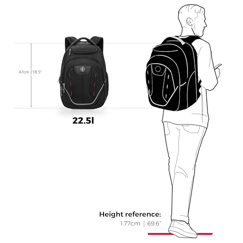 Swissdigital Design TSA Laptop Backpack Men's USB Charging Port Large Capacity Business Travel Backpack Black| With Apple Find My Network Black/Red | J16BTFB-41 - color: Black/Red With Sdd Finder