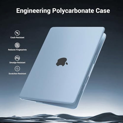 MOSISO Compatible with MacBook Air 15 inch Case M5 M4 M3 M2, Sky Blue Clear | Ultra Thin Hard Case,Precision Color & Anti-Fingerprint -Compatible with MacBook Air 15.3 inch A3241 A3114 A2941 2026-2023 - color: Sky Blue Clear