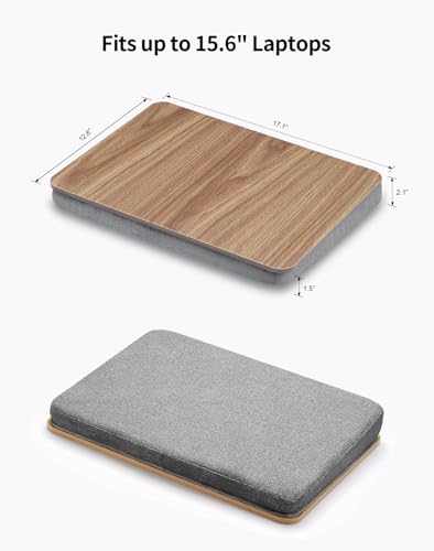 ZEAPTAC Lap Desk with Pillow Cushion, Portable Bed Desk, Fits up to 15.6 inch Laptop, Lap Stand for Bed & Couch & Carpet, Book/Tablet/Drawing Board Stand - Dark Brown Wood - color: Dark Brown Wood