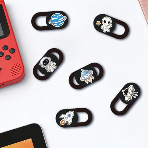 6Pcs 6 Styles Alien Spaceship Cute Laptop Camera Cover Privacy Guard Accessories, 0.04 Inch Thin Camera Privacy Blocker for Laptop Desktop Computer Tablet Notebook Mini PC Home Office Use - color: Aliens Spaceship