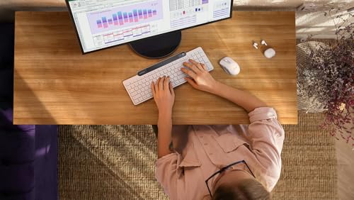 Lenovo 800 Self-Charging Bluetooth Keyboard, Uses Ambient Light for Charging, Bluetooth 5.1, Supports 3 Devices, Battery Free, Wireless, White - color: White
