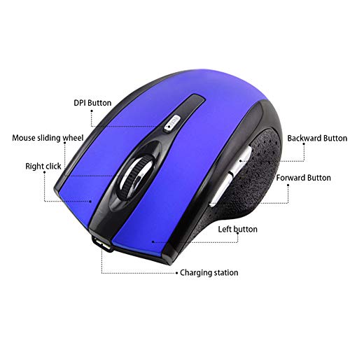 Bluetooth Wireless Mouse,Rechargeable Silent Mouse with Blue Light,1000 DPI 4 Buttons Mice for Notebook PC Laptop Computer Windows/Android Tablet/Microsoft/MacBook Pro (Blue)
