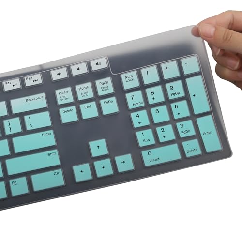 Keyboard Cover Skins Compatible with Dell KM636 Wireless Keyboard & Dell KB216 Wired Keyboard & Dell Optiplex 5250 3050 3240 5460 7450 7050 & Dell Inspiron AIO 3475/3670/3477 All-in one Desktop-OM - color: OmbreMint