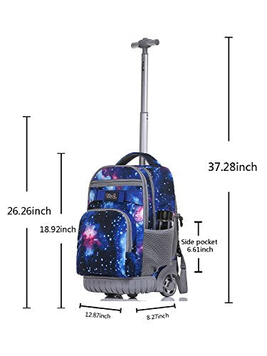 Tilami Rolling Backpack 18 inch Boys and Girls Laptop Backpack - color: Galaxy