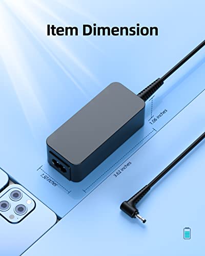 Superer 45W AC Charger Fit for Lenovo Ideapad Slim 1 1 14 1 15 1 11 Slim 1-14AST-05 1-11AST-05 Ideapad 1-15IJL7 1-14IGL7 1-14IGL05 1-14IJL7 1-14ADA05 1-15IGL7 Laptop Power Supply Adapter Cord