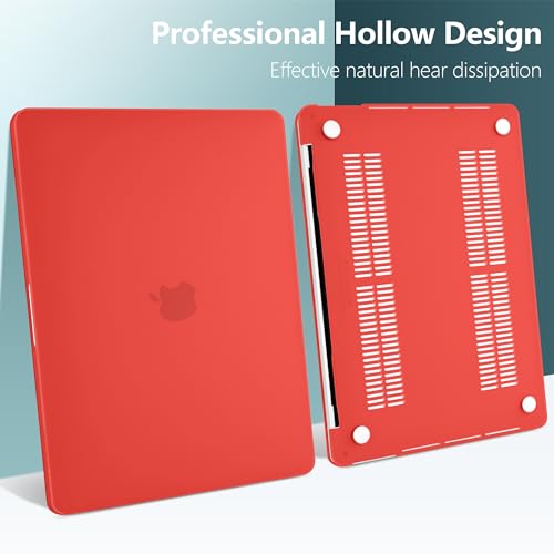 for MacBook Pro 13 inch Case 2023 2022 2021 2020 Release Model: A2338 M2/M1 A2289 A2251 with Touch Bar & Touch ID, Frosted Matte Plastic Hard Shell Case & Keyboard Cover, Red - color: Red