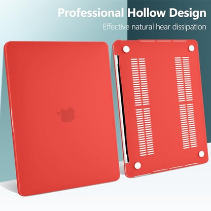 for MacBook Pro 13 inch Case 2023 2022 2021 2020 Release Model: A2338 M2/M1 A2289 A2251 with Touch Bar & Touch ID, Frosted Matte Plastic Hard Shell Case & Keyboard Cover, Red - color: Red