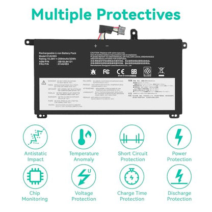 Futurebatt 00UR891 01AV493 SB10L84122 Laptop Battery Replacement for Lenovo ThinkPad T570 T580 P51S P52S Series 00UR890 00UR892 SB10L84121 SB10L84122 SB10L84123 - size: 01AV493 8.78 4.88 1.06in
