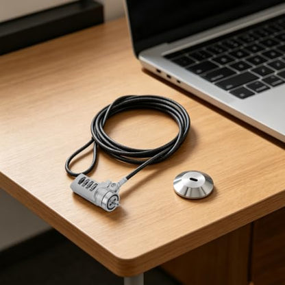 Laptop Combination Cable Lock with 6ft Steel Cable, 4-Digit Resettable Password, Flexible Anti-Theft Security Lock for Laptops and Electronic Devices, Portable for Travel and Desk