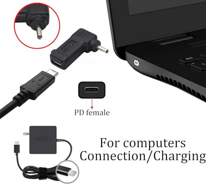 Laptop Charging Adapter PD Type C Female to DC3.0x1.1mm Male Power Adapter Converter for HP Pro-Book Chrome-Book C-3011