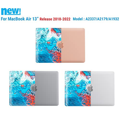 IBENZER Compatible with New MacBook Air 13 inch case 2022 2021 2020 M1 A2337 A2179 A1932, Hard Shell Case&Keyboard Cover&Screen Film for Mac Air 13 with Touch ID (2018-2022), Blue Bubble, AT13-BLBB+2 - color: Blue Bubble