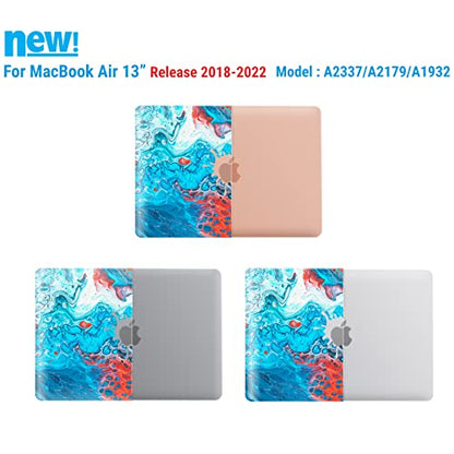 IBENZER Compatible with New MacBook Air 13 inch case 2022 2021 2020 M1 A2337 A2179 A1932, Hard Shell Case&Keyboard Cover&Screen Film for Mac Air 13 with Touch ID (2018-2022), Blue Bubble, AT13-BLBB+2 - color: Blue Bubble