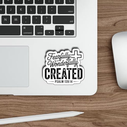 (3Pcs) Fearfully and Wonderfully Created Stickers Christian Inspirational Bible Verse Quote Religious Scripture Prayer Gifts Waterproof Vinyl Decal Kindle Water Bottle Bumper Hat Phone Laptop Size 3" - color: Fearfully and Wonderfully Created