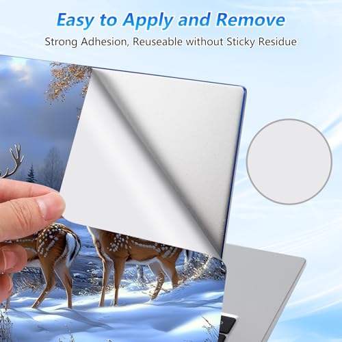 Universal Laptop Skin Sticker Decal with 2 Wrist Pad Skins, Waterproof Scratch Vinyl Cover for 11–15.6 Inch MacBook, HP, Dell, Lenovo, Cutable & Reusable,Winter Deer Snow Scene - color: Winter Deer Snow Scene