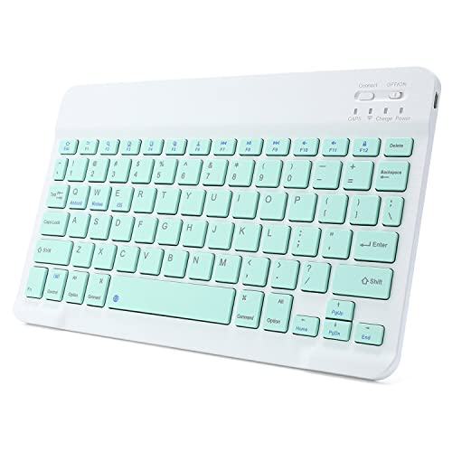 Ultra-Slim Rechargeable Bluetooth Keyboard Portable Wireless Keyboard for iPad A16 11th 10th Generation, iPad Pro iPad Air iPad Mini iPhone, Android Samsung Galaxy Tablet Smartphone Cell Phone (Green) - color: Green