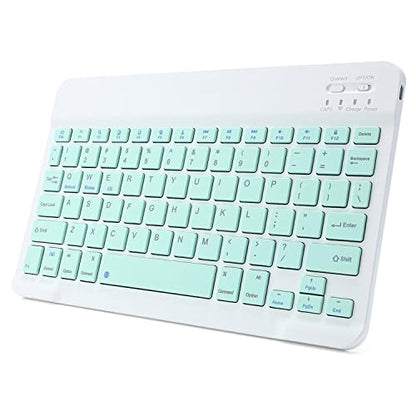 Ultra-Slim Rechargeable Bluetooth Keyboard Portable Wireless Keyboard for iPad A16 11th 10th Generation, iPad Pro iPad Air iPad Mini iPhone, Android Samsung Galaxy Tablet Smartphone Cell Phone (Green) - color: Green