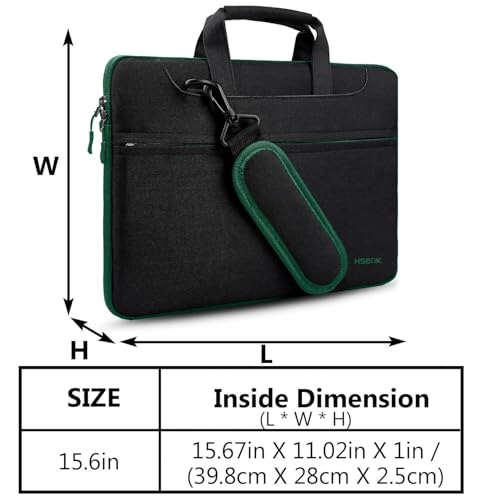 Hseok Laptop Shoulder Bag 15 15.6 16 Inch Briefcase,Compatible MacBook Pro/Neo 16",MacBook Air/Pro 15,XPS 15/16 and most 15.6-16 and Most 15-16 Notebooks,Spill-Resistant Handbag,Black Green - color: Black Green, size: 15-16 inch