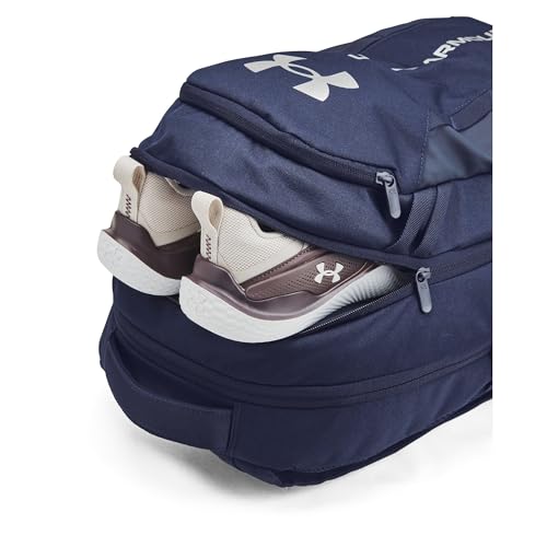 Under Armour Unisex-Adult Hustle 6.0 Backpack, (411) Midnight Navy/Midnight Navy/Metallic Silver, One Size Fits Most - color: (411) Midnight Navy / Midnight Navy / Metallic Silver, size: One Size