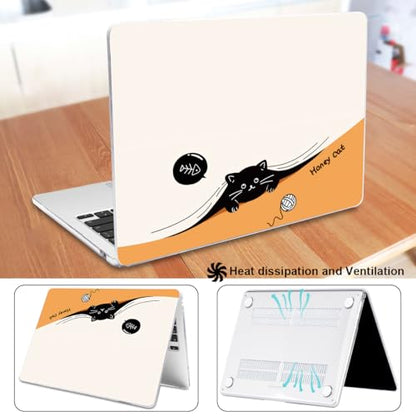 for 2026 MacBook Air 13 Inch Case M5 A3449 M4 A3240 A3113 M3 A2681 M2 2026 2025 2024 2023 2022 Release, Pattern Plastic Hard Shell Case Keyboard Cover for MacBook Air 13.6 inch M5, Honey Cat - color: Honey Cat