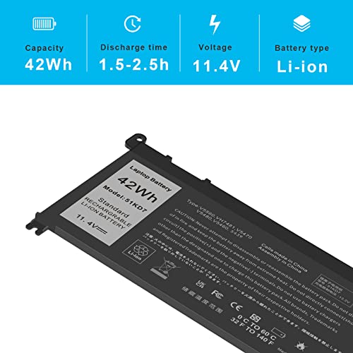 Fancy Buying 51KD7 Laptop Battery Replacement for Dell Chromebook 11 3100 3180 3189 5190 3181 2-in-1 14 3400 Series P28T001 Y07HK FY8XM 0FY8XM - size: 6.89*3.5*0.24inch