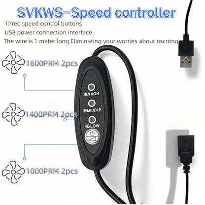 SV12025S05 Dual 120mm USB 5V 3-Speed Equipment Cooling Fan | For routers, receivers, DVRs and game consoles. Dual-fan set with adjustable speed for equipment cooling.
