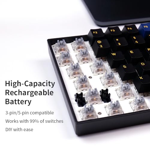 Newmen GM1000 Wireless Mechanical Gaming Keyboard,Bluetooth 2.4G/Wired | Hot Swappable,Custom,RGB Backlit Mechanical Keyboards,Anti-Ghosting,Num Pad ,Mac/Win,Blueblack Keycaps,G-Silver Switch - color: BlueBlack Keyboard-G-Silver Switch