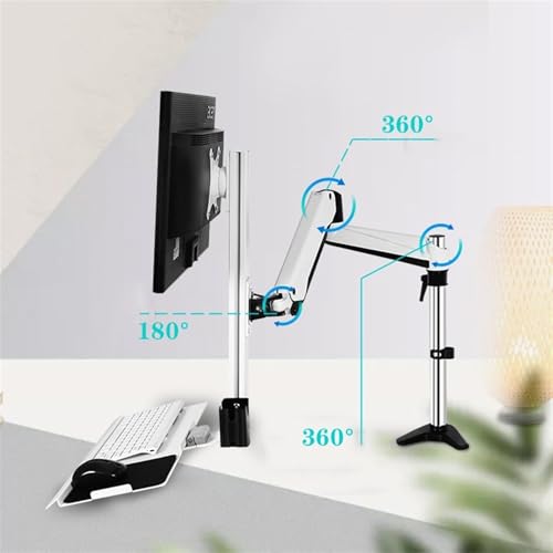 Monitor Arm Single Monitor Desk Mount, Sit Stand Workstation with keyboard tray and mouse box, Height Adjustable gas spring Single Monitor Mount Arm, Holds up to 13.2lbs Monitor Mount(700mm) - size: 700mm