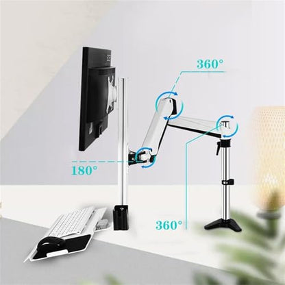 Monitor Arm Single Monitor Desk Mount, Sit Stand Workstation with keyboard tray and mouse box, Height Adjustable gas spring Single Monitor Mount Arm, Holds up to 13.2lbs Monitor Mount(400mm) - size: 400mm