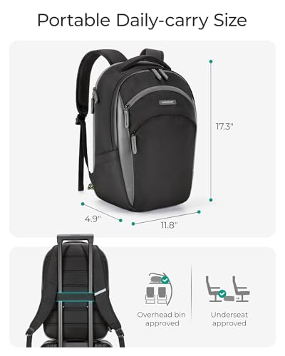 BAGSMART Laptop Backpack for Men, Backpack with Retractable Cable, 15.6 Inch Business Backpack, College Computer Backpack, Grey