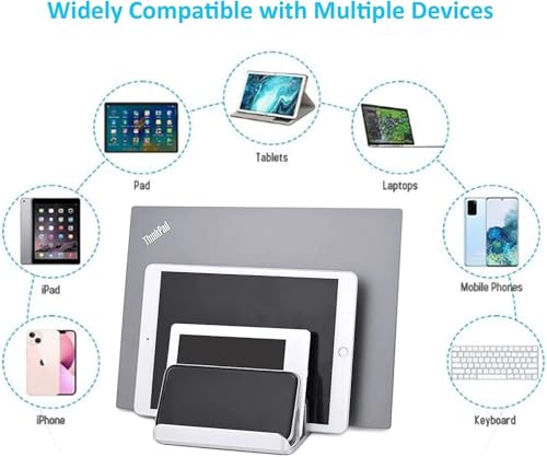 Vertical Laptop Stand 3 Slots [Updated Version], Desktop Stand Holder with Adjustable Dock, 4 in 1 Design Space-Saving Laptop Stand for Desk MacBook/Surface/Samsung/HP/Dell/Chrome Book