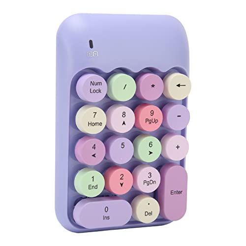 YOUTHINK Portable Silent Number Pad, Retro Style Edge Technology USB Receiver Containing Shortcut Keys Numeric Keypad with Calculator Function for PC Desktop Laptop (Purpl Theme) - color: Purpl Theme