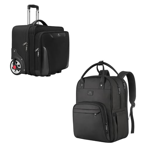 MATEIN Rolling Laptop Bag, Mens Large Briefcase with Big Wheels, Nurse Backpack, 17 Inch Extra Large Waterproof Laptop Backpack with Removable Organizer