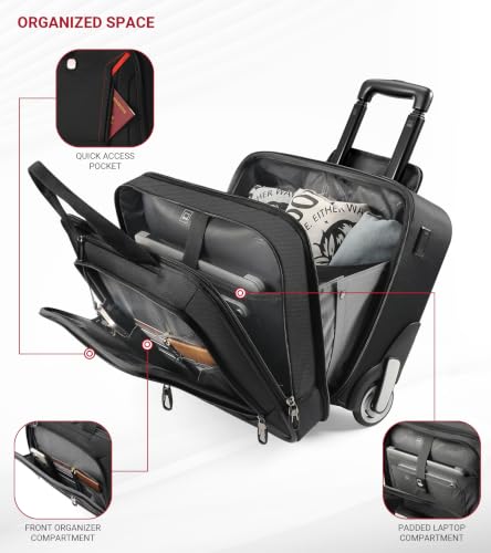 star cloud Rigid Frame Rolling Laptop Bag 18"×14"×8", Water-Resistant Rolling Briefcase with Wheels, Business Travel Computer Bag, Underseat Carry on Luggage for Men & Women