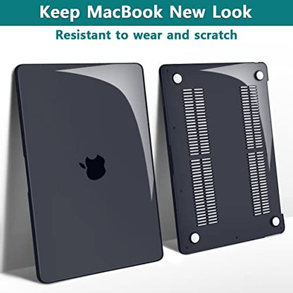 Teryeefi MacBook Air 13.6 Inch Case 2022-2025 Model: A2681/A3113/A3240, Hard Shell Cover with Keyboard Cover & USB 3.0 Adapter for New MacBook Air 13 M4 M3 M2 Chip, Crystal Black - color: Crystal Black