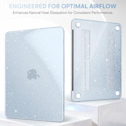 May Chen Compatible with MacBook Neo 13 inch Model A3404 2026 Release, Slim & Lightweigh Frosted Finish Protective Case with Keyboard Cover&Screen Protector, Glitter Blue - color: Glitter Blue