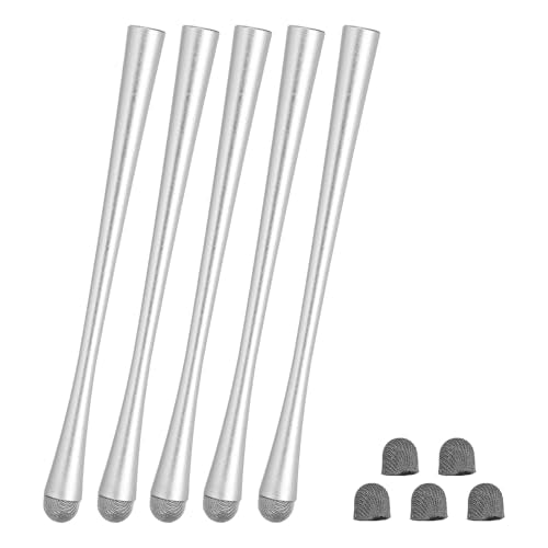 PATIKIL 5 Pcs Slim Waist Stylus Pens for Touch Screens, 2 in 1 High Sensitivity Universal Pen Capacitive Stylus for Phone Tablets Laptop Touch Screen Devices, Silver - color: Silver