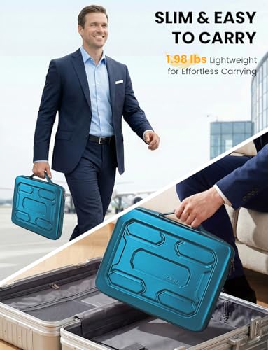 DOMISO Laptop Hard Case 17-17.3 inch Waterproof Shockproof Hard Shell Laptop Sleeve with Handle & Storage Pocket, Compatible with MacBook, HP, Dell, Teal - color: Teal, size: 17.3 inch