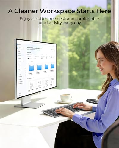 seenda Rechargeable Wireless Keyboard and Mouse Combo, Gray & Black | Quiet, slim full-size keyboard with numpad, 2.4GHz USB receiver, USB-C charging, 3-level DPI mouse for Windows PCs/laptops - color: Gray&Black
