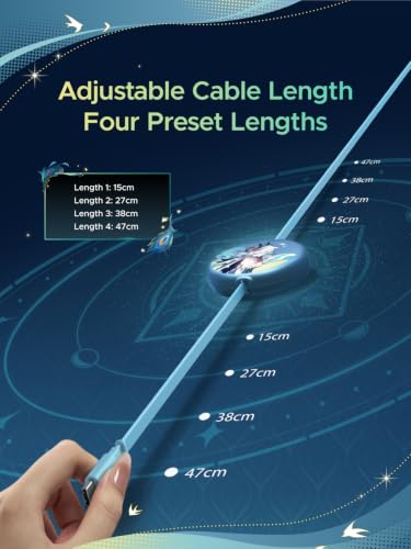 UGREEN Nexode 100W Retractable Cable Honkai: Star Rail, Glacier Blue, 3.3FT | USB C Charger Cable for iPhone 17/16, MacBook Pro/Air, Galaxy S26/S25, iPad Pro/Air, Pixel 10/9, Switch, AirPods - color: Glacier Blue