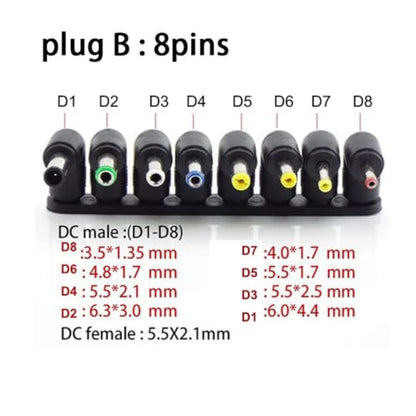 8 in 1/10 in 1 Laptop Power Adapter Tip Set for Multiple Device Compatibility - color: 10 piece set B