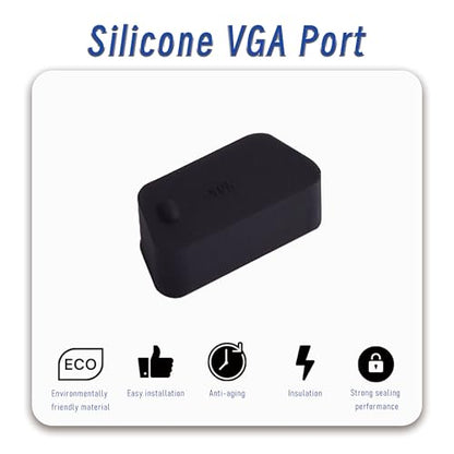 10 PCS VGA/DB9 Port Anti-dust Plugs, Silicone Covers Caps Stoppers, Port Protector for RS232, HDB15, DB9, 0.59 x 0.28 (LxW) - size: VGA/DB9/Black/10 PCS
