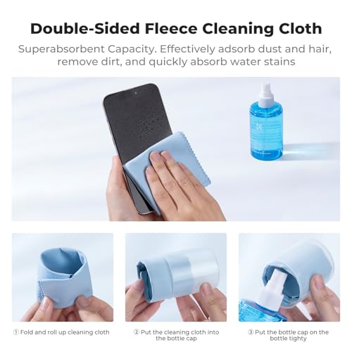 K&F CONCEPT 200ML Screen Cleaner Spray, with 2 Microfiber Cleaning Cloth | Double-Sided Velvet Cleaning Cloth,High-Efficiency Cleaning,Safe Formula Cleaner,Streak-Free,for TVs Tablets Phone Laptops