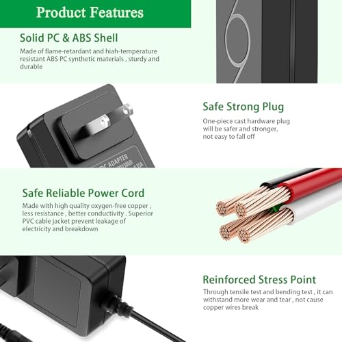 12V 2A Power Supply Adapter with ON/Off Switch, for 12V LED Strip Light. | AC 100-240V 50-60hz, fit for 12Vdc LED Strip Light Hard Drive CCTV Camera Keyboard Router DVD Player, with 5 DC Tips.