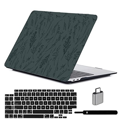 LanBaiLan Compatible for New MacBook Air 13 inch 2020 2019 2018 Release A2337 M1 A2179 A1932 Retina Display with Touch ID Laptop Plastic Hard Shell Protective Case & Keyboard Cover, Dark Green Grass - color: Dark Green Grass